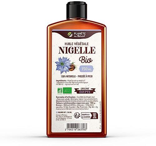 Huile de NIGELLE Bio 150 ml - Natureen | Planète au Naturel - Pure, Naturelle et Pressée à froid - Alimentaire - Cheveux, Corps, Ongles