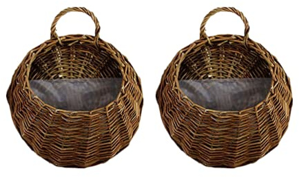 Yeehliny Blumentöpfe aus Rattan, Handgemachte Rattan geflochten Blumentopf zum Aufhängen, Pflanzenkörbe, Korb Geflochten, für Garten, Hochzeit, Hausdekoration, Türdekoration (2er Set-30x37cm/B)