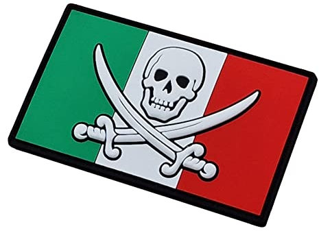 Jolly Roger Italia Flag Bandiera Pirate Italy PVC Rubber Patch