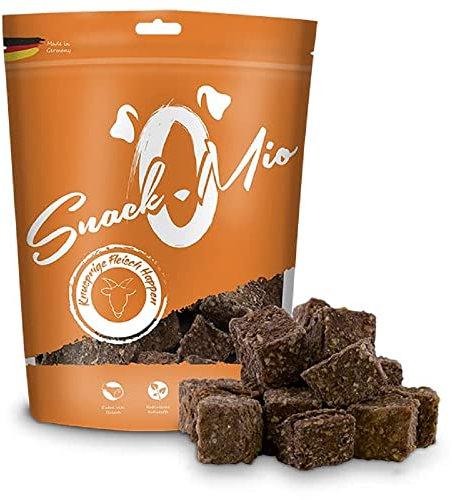 SnackOMio – Premium Hundesnack – knusprige Fleisch Happen von der Ziege, getreidefrei, 1er Pack (1 x 750g)