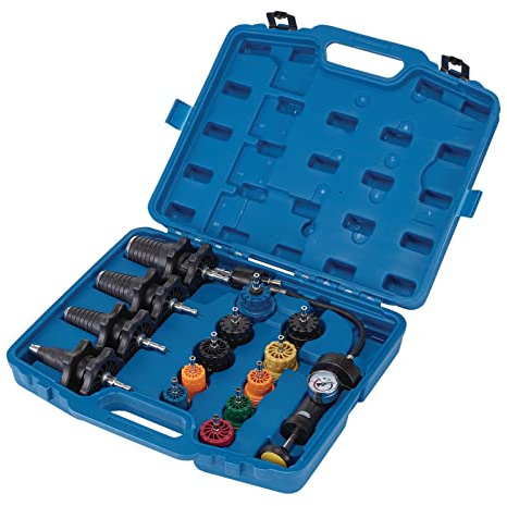 Draper 21439 Universal Pressure Test Kit (15 Piece), Cooling System for Petrol Engines, Blue and Black