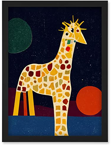 Doppelganger33 LTD Abstract Giraffe Surreal Cubism Artwork Framed Wall Art Print A4