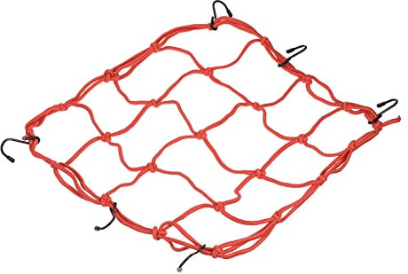 PATIKIL 12x12 Motorcycle Cargo Net, Luggage Debris Tie-Down Net Extendable Rubber Rope Cover with 6 Hooks for Travel Camping, Red