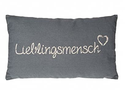 Seaside No.64 - Kissen Lieblingsmensch in grau mit heller Schrift - 30 x 50 cm mit Reißverschluss für dein Bett, Sofa, Boot oder die Terrasse - Geschenkartikel kombinierbar mit der Serie