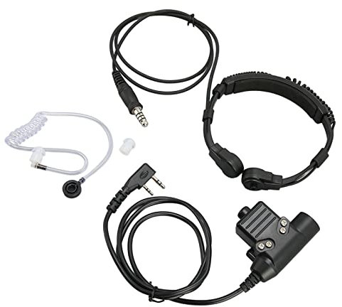 Throat Mic Walkie Talkie Earpiece, Acoustic Tube 2 Way Radio Earpiece with U94 PTT, Tactical Throat Mic Headset for UV 5R BF 888S BF F8HP BF F9 UV 82