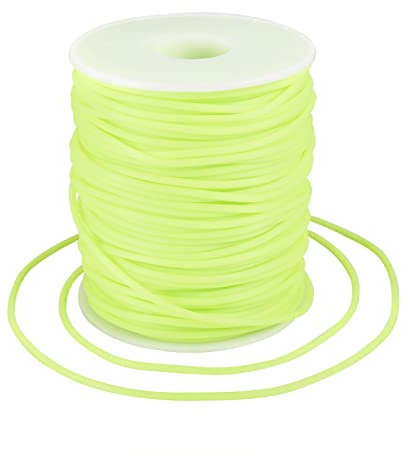 Crafans 2 mm Hohlrohr-Gummikordel 54,68 Meter/Rolle, reine Farbe, Gummischlauchschnüre für Schmuckherstellung, DIY, Handwerk, Armband, Schlauchstricken, Grün und Gelb