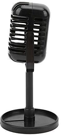 Modelo de Accesorios de Micrófono Retro, Micrófono de Apoyo Vintage, Adorno de Mesa de Escenario de Micrófono de Plástico Falso para Decoración de Fiesta de (Negro)