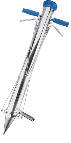 Hztyyier Umpflanzwerkzeug Setzling Gemüsegartenwerkzeug Manuelles Umpflanzgerät Langstieliger Blumenzwiebelpflanzer (Doppelgriff und Vier Zugdrähte)