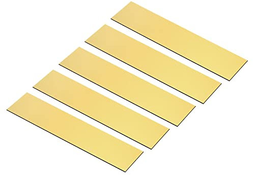 PATIKIL 8x2 En Blanco Grabado Nombre Placa, 5 Paquete Personalizado Personalizado Oficina Escritorio Nombre Placas para Bricolaje Impresión, Dorado