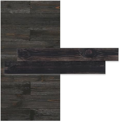 iWerk® – Holzpaneele Dunkelbraun bis schwarz | Wohnwand DIY mit Naturholz | Dunkles Holz für eine gemütliche Atmosphäre in Wohnzimmer & Schlafzimmer | Wandpaneele selbstklebend – Design „Black