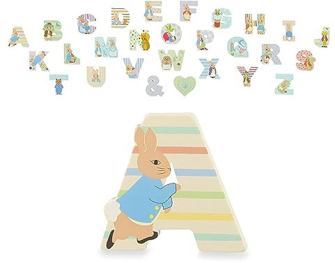 Peter Rabbit Wooden Letters by Orange Tree Toys, Letter A with Peter - Alphabet Animal Letter for Personalised Baby Name, Toy Box, Door, Wall Decorations, Animals Nursery Decor, Boys Girls Bedroom