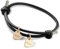 Love Faith Personalisiertes Freundschaftsarmband mit Gravur - Lederarmand mit 2-5 Herzen in 4 Farben - Anhänger in 3 Farben (Schwarz-Gold)