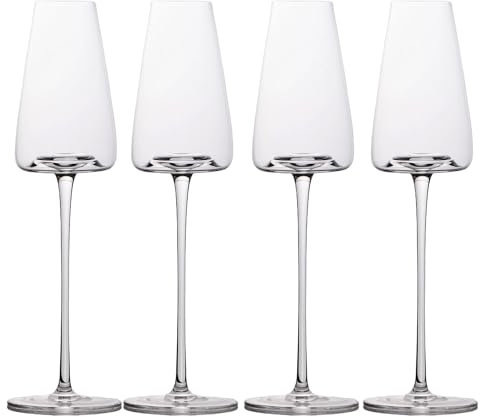 INTIRILIFE 4x Champagner Glas mit modernen Design - 220 ml Füllmenge - Sekt Prosecco Glas Spülmaschinenfest Kristallglas stoßfest