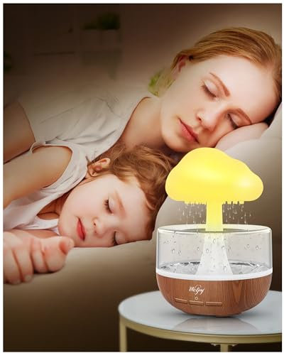 Weljoy Luftbefeuchter, Schlafzimmer-Luftbefeuchter mit Nachtlicht, 3 Modi, 7 LED-Farben, Wassertropfen Diffuser, Grau, Kunststoff, Manuell, Demineralisationspatrone