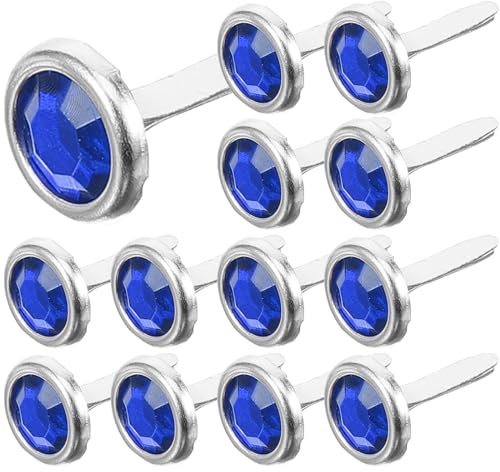 Veemoon 100 Stück Metallklammern, Mini-Diamant-Verschlüsse, runde Klammern, Juwelen für Papierbastelarbeiten, Brads für Scrapbooking, Basteln, Bastelbedarf, blau