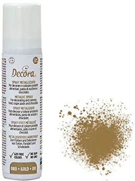 Colorante Spray alimentare ORO brillante METALLIZZATO - per Dolci e Torte - 75ml - per decorare e colorare prodotti alimentari