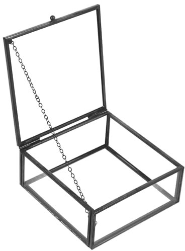 Amosfun Caja joyero de cristal soporte para platos con anillos organizador cosmeticos organizador de cosmeticos recipientes de vidrio para joyas joyero con tapa con cubierta envase vitrina