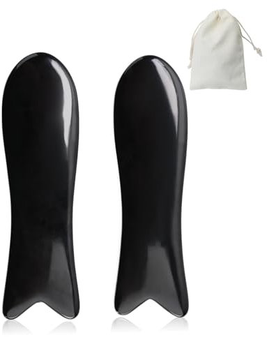 Premium Horn Gua Sha Set - Entspannende Massage mit Büffelhorn Schabern in Fischform (2 Stück A) für Ganzkörperpflege