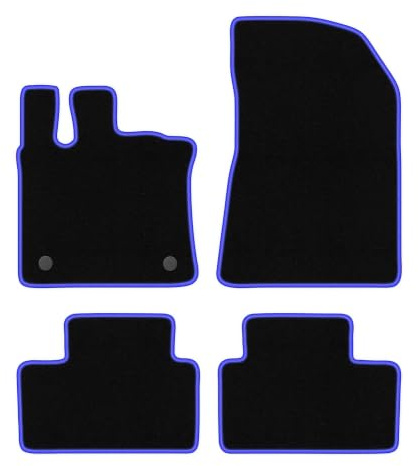 Velours-Fußmatten passend für Renault Captur II 2020-, Schwarz-Blau, CARLUX | passend für Crossover; Velours-Teppich (Polypropylen), ca. 6,5 mm; rutschfest, runde Befestigungen (Typ RN)