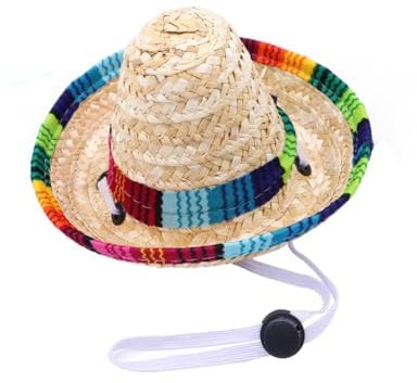 Sosoport Fits Straw Woven Dog Hat for Teacup to Extra Dogs Mexican Style for Halloween