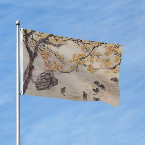 Flagge, 90 x 152 cm, doppelseitige Flagge, Tinte, Küken, Malerei, Allwetterflaggen für Hof, Outdoor-Dekoration, Urlaubsbanner