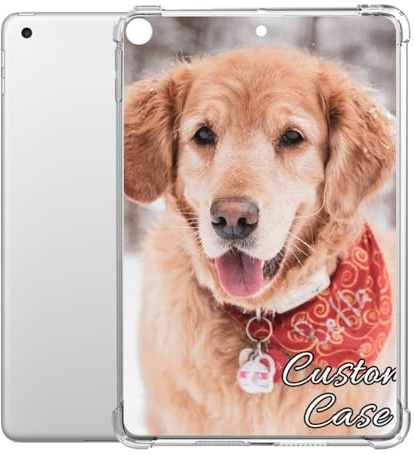 Custom Case for iPad 9th/8th/7th Generation iPad 10.2 Inch 2021 2020 2019, Personalized Photo Text Logo Picture Image Clear Cover, Slim Soft Flexible TPU Transparent Shockproof Apple Tablet Shell