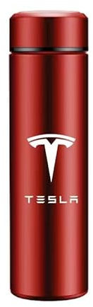DAliusha Auto Thermobecher für Tesla Model X 2015-2023, 500ML Thermosflasche 304 Edelstahl Reisebecher Isolier-Trinkbecher Dicht mit LED Temperaturanzeige für Hitze und Kälte Vakuum Isolierbecher