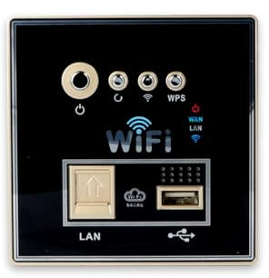 WLAN Repeater 3G mit LAN und USB Ladegerät, WPS Taste, Unterputz Wand Einbau, WiFi Signalverstärker, AC 110-240V, WLAN Reichweite erweitern, 5V 1,5A USB Ladebuchse, Smart Home kompatibel (Schwarz)
