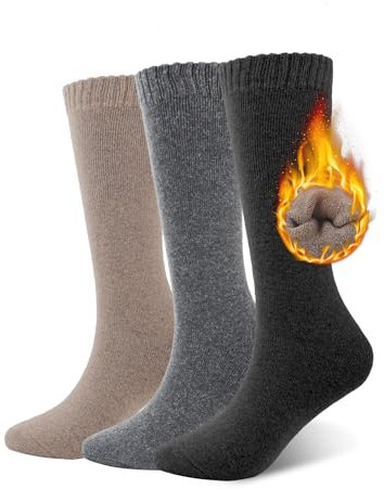 SIMIYA 3 Paar Socken Damen, Thermo Kniestrümpfe Damen Stützstrümpfe aus Atmungsaktiver Baumwolle Damen Warme Thermosocken für Winter (Gemischte Farben)