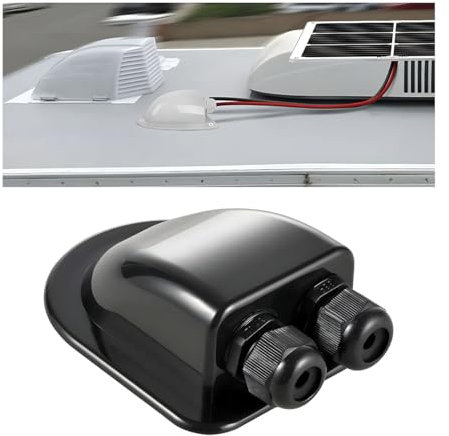Adunsiaoto Solar Doble Cable, Solar Cable Entrada Impermeable, Solar Pasacables, Glándula Entrada Cable Solares, Doble Cables De Entrada para Paneles Solares De RV, Caravana Y Marina(Negro)