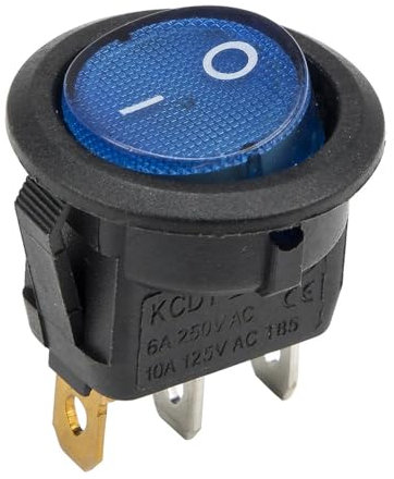 BADIKA Interruttore a bilanciere 10 pz/Lotto KCD1-102N-8 Perforato Diametro 20 mm 3 Pin ON - off Interruttore a bilanciere Rotondo con Luce 220V 12V(Blue,12V)