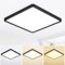 MOONSEA 40W LED Deckenleuchte Flach, Quadrat Deckenlampe 3 Farben 3000K/4000K/6000K, Ultra Dünn Deckenleuchte Eckig für Wohnzimmer Schlafzimmer Esszimmer Küche, Ø40cm, Schwarz