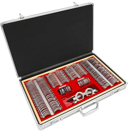 Qussse 266Pcs Trial Lens Set, Metal Optometry Optical Trial Lens Set Optometrie Metallrand Linse für Optiker und Augenkliniken