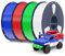 SUNLU PLA Filament Mehrfarbiges Set, 3D Drucker Filament PLA 1.75mm +/- 0,02mm, Einfach zu Verwenden, Passend Für Sie Meisten FDM 3D Drucker, 1KG Spool, 4 Pcs. (Weiß + Grün + Blau + Rot)