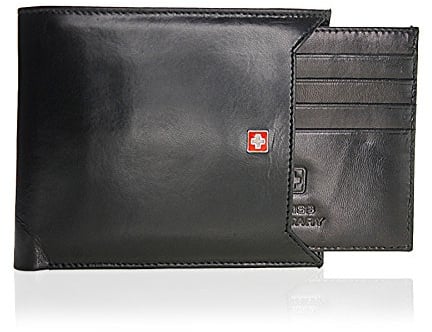 SWISS MILITARY Gator Leder Geldbörse Herren – Casual Portemonnaie in Schwarz, Brieftasche mit Münztasche & 2 Fächern – Premium Wallet aus Leder mit 6 Monaten Herstellergarantie