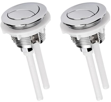 2PCS Toilet Flush Button Replacement, 50mm Dual Flush Toilet Push Buttons, Universal Flush Valve Replacement, Easy Installation, Round Head Dual Toilet Push Button