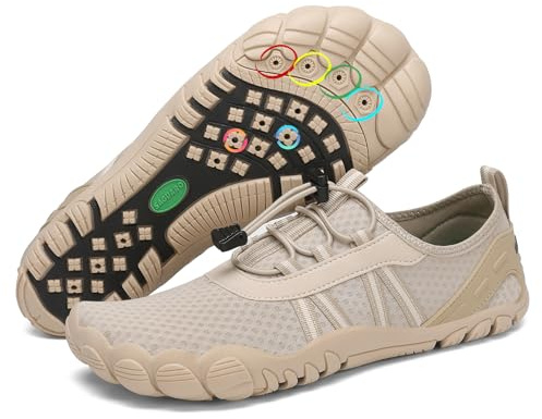 SAGUARO Chaussures Aquatiques Femmes Hommes Séchage Rapide Barefoot Chaussure de Plage deau pour Mer Piscine Surf Nautiques Riviere Baignade Kaki Clair,GR.36