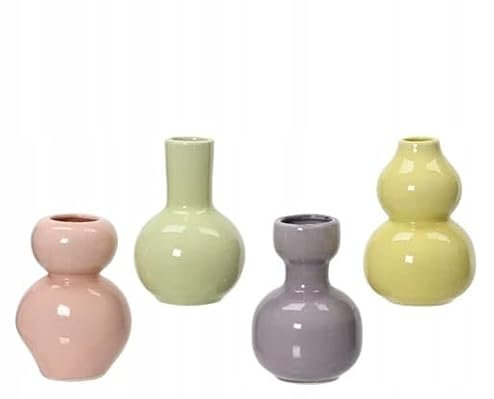 DomoDomo Dekorative Porzellanvase 12,5 cm - Elegant & Pflegeleicht, In Rosa, Gelb, Grün, Lila - 1 Stück zufällige Farbe Für Blumen & Innendekor, Hochwertig