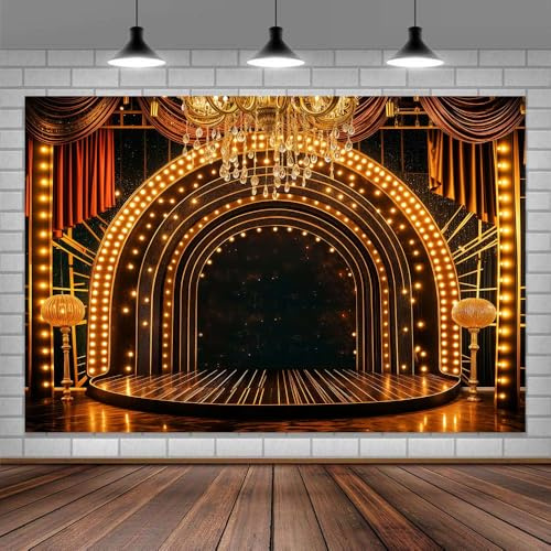 Fotohintergrund, 1920er Retro-Fotohintergrund, brüllende brüllende 20er Jahre, Party, Geburtstag, Hochzeit, Party, Dekoration, Banner, Foto-Requisiten, 3,6 x 3 m, Schwarz und Gold