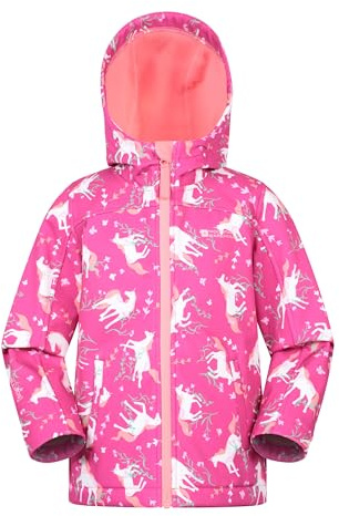 Mountain Warehouse Exodus Kids Softshell Jacket - Breathable, Water Resistant, Fleece Lined, Wind Resistant Coat, Boys & Girls - For Spring Summer & Outdoors Pink (05) Kids Size 9-10 Years