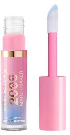 Max Factor 2000 Calorie Match Maker Lip Gloss & Stain, 020 Plot Twist, pH-reactive Formula, Instant Glossy Glow, Nourishing with Hyaluronic Acid & Squalane, Non-Sticky, Fuller Looking Lips, 4.4ml