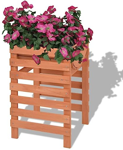 Pflanzgefäß 38x36x60 cm Holz, Massives Tannenholz Hochbeet mit Stauraum, ideal für Garten, Balkon, Terrasse, Beige