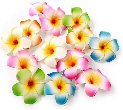 10 Stück 7 cm mehrfarbige Hawaii-Plumeria-Blumen-Clips, Strand-Schaum-Blumen-Kopfschmuck, Strandparty, Haarspangen, künstliche tropische Blumens-Haarnadeln für Hochzeit, Schönheit, Körperpflege,