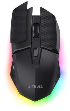 GXTrust Felox+ Mouse Gaming Wireless Bluetooth + 2.4GHz, 12K DPI, Nero | 40 Ore di Autonomia, Illuminazione LED, 6 Pulsanti, Mouse Senza Fili RGB, Ricevitore USB-A, per Computer Laptop Windows