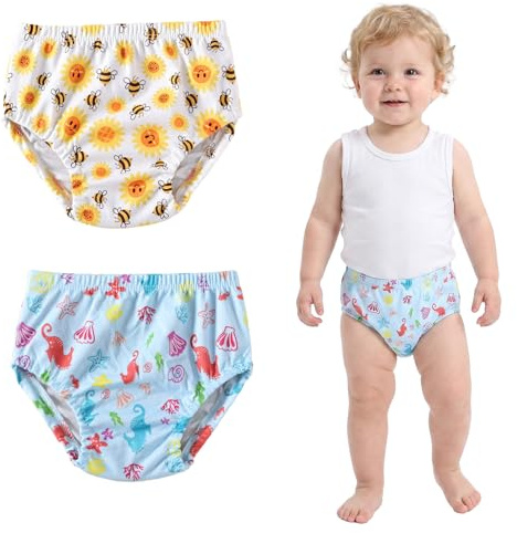 Costume pannolino neonato 2 pezzi riutilizzabile, costume contenitivo antifuga 3D 1-2 anni, pannolino piscina traspirante, lavabile in lavatrice unisex per piscina spiaggia