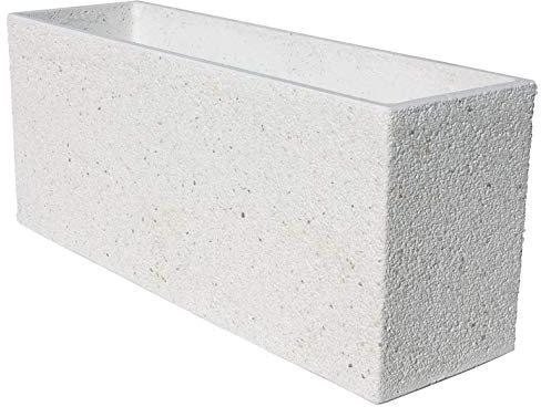 AnaParra Jardinera Acabado Piedra Lavada de hormigón para Exterior Santolina 90X27X38cm. 44 kg Color Blanco