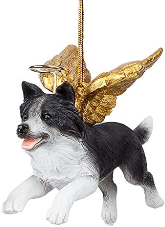 Design Toscano - Border Collie Engel - Weiß - Hängend - Harz - Weihnachten - Winter