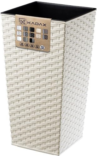 KADAX Pot de Fleur Haut, Grande Jardiniere en Plastique pour Une Décoration Interieure et Exterieure Moderne et Élégante, Bac à Fleur (75 cm, Rotin Crème)