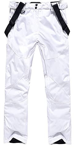 Herren Skihose Hosenträgerhose Outdoorhose Snowboardhose Winter Wasserdicht Warm Abnehmbare Hosenträger Skilanglaufhose Thermohose Wanderhose Ski Pant White XL