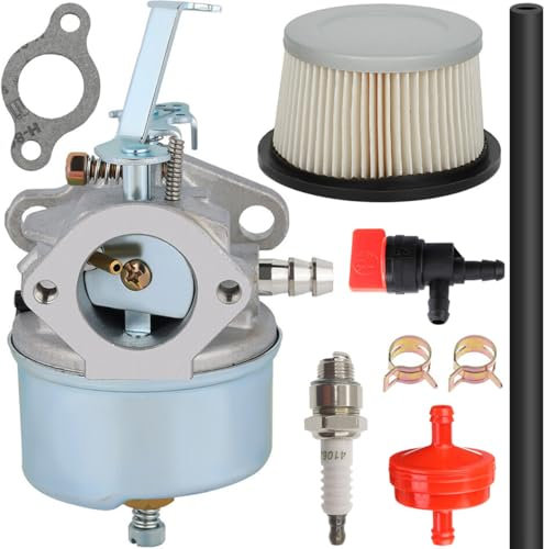 ZAMDOE Vergaser für Tecumseh H30 H50 H60 HH60 5 PS 6 PS 4-Takt-Motoren Schneefräsen 632230 632272 Vergaser, für Troy-Bilt-Motorhacken, mit Luftfilter, Zündkerze, Kraftstoffabsperrventil